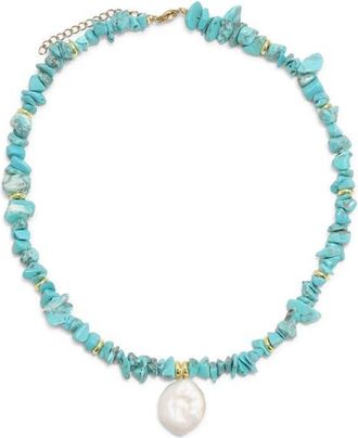 Petit Moments Vetta Freshwater Pearl Pendant Necklace in Turquoise at Nordstrom