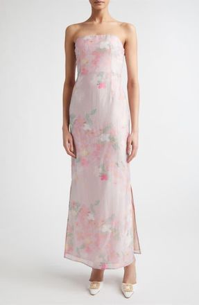 Bernadette Elora Clematis Print Strapless Dress in Clematis Montana - Pink at Nordstrom, Size 6 Us