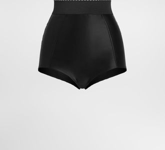 Dolce & Gabbana Silk Satin And Stretch Marquisette High-waisted Panties - Woman Black 36