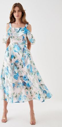 Coast Jacquard Frill Bardot Midi Dress