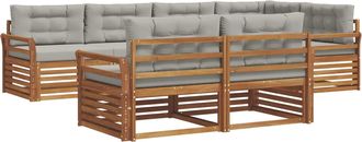 vidaXL Conjunto De Sof&aacute;s De Exterior 7 Uds. Gris Natural Y Claro Vidaxl