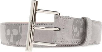 Alexander McQueen Marsupio in pelle con stampa teschio - Grigio