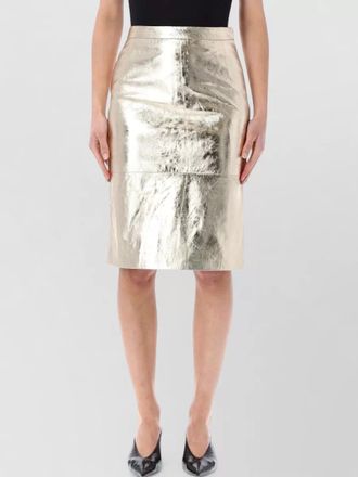 Rotate high waist midi pencil leather skirt