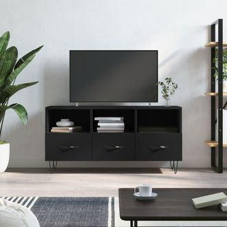 Berkfield Home TV Cabinet Black 102x36x50 cm Engineered Wood | Size: 102 x 36 x 50 cm
