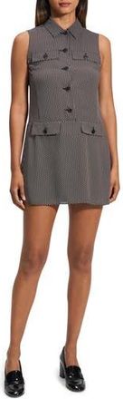 Theory Button Front Recycled Polyester Minidress in Black Multi at Nordstrom Rack, Size 14