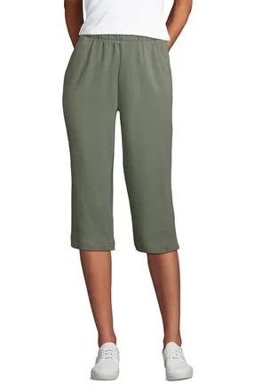 Lands End Sport Knit High Rise Elastic Waist Capri Pants in Sage at Nordstrom, Size X-Large L