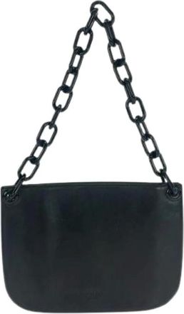 Prada Pre-owned Shoulder Bags, female, Black, Size: ONE SIZE Pre-owned Pla Chain Leather Shoulder Bag