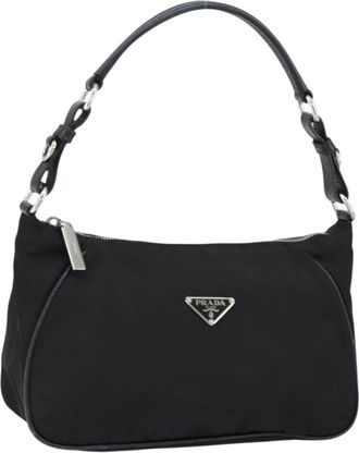 Prada Vintage Handbag Tessuto Black Nylon Handbag (Pre-Owned)
