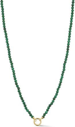 Ember Fine Jewelry 14K Gold Beaded Clasp Necklace in Gold/Dark Green at Nordstrom Rack