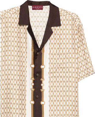 Gucci Chain-print Short-sleeve Shirt