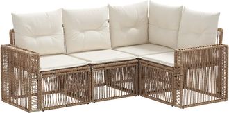 vidaXL Conjunto De Sof&aacute;s De Jard&iacute;n 4 Uds. Beige Y Blanco Crema Vidaxl