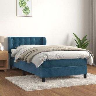 vidaXL Vidaxl - Cama Box Spring Con Colch&oacute;n Terciopelo Azul Oscuro 90x200 Cm