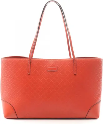 Gucci Red Color Leather Handbag Tote Bag (Pre-Owned)