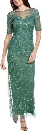 Adrianna Papell Beaded Mesh Column Dress