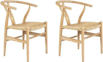 Vente-Unique Juego de 2 sillas de teca y paja - Color: natural - POGIANA