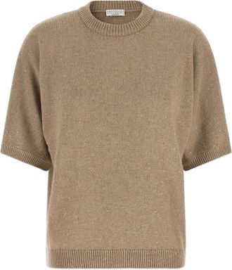 Brunello Cucinelli Truien - Dames - Cashmere truien - Beige - S - Truien & Vesten
