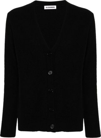 Jil Sander logo-engraved-buttons wool cardigan - women - Wool - 36 - Black