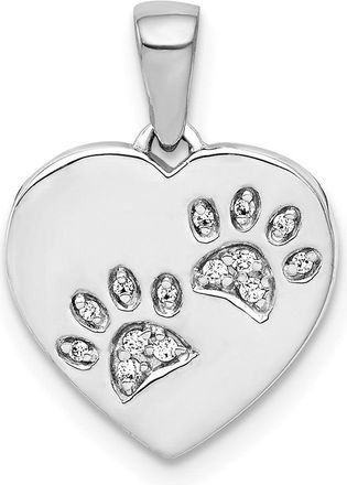 Diamond2Deal 14k White Gold Diamond Paw Prints Heart Pendant