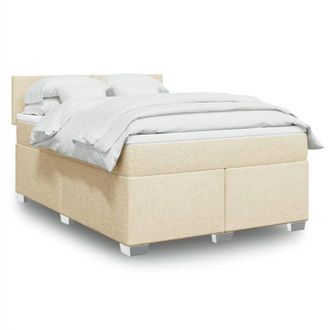vidaXL Cama Box Spring Con Colch&oacute;n Tela Color Crema 140x200 Cm Vidaxl