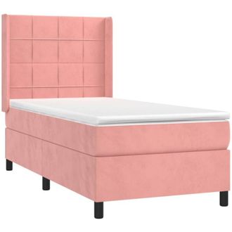vidaXL Cama Box Spring Con Colch&oacute;n Terciopelo Rosa 80x200 Cm Vidaxl