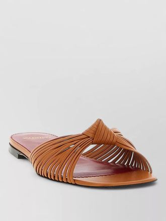 Valentino Garavani annet flat knotted open square toe slides