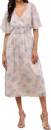 Lulus Mimi Ruffled Midi Dress In Beige Floral