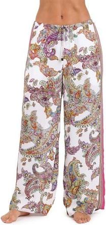 L'agence Geraldine Wide Leg Cover-Up Pants in White Multi at Nordstrom Rack, Size X-Large