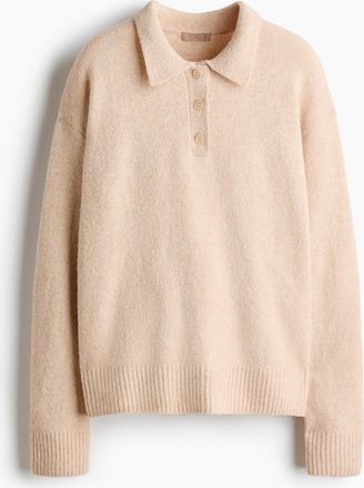 H&M Polopullover in Zopfstrick - Beige