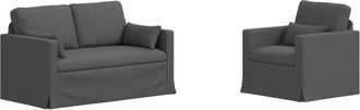 vidaXL Juego De Sof&aacute; 2 Uds. Gris Oscuro Tela Vidaxl
