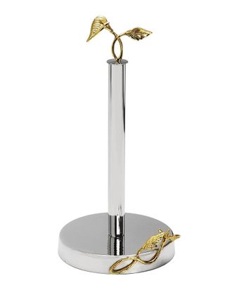 Alice Pazkus Stainless Steel Paper Towel Holder With Gold Leaf Design
