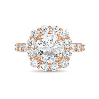 Diana M. Jewels 14kt rose gold 2.00cts Lab-Grown Round Diamond Halo Ring with Diamond Band