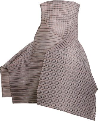 Issey Miyake Striped Asymmetric Woven Mini Dress - Black - 2