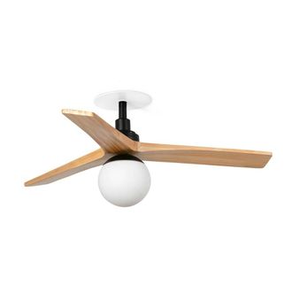 Netlighting Klim Recessed Small LED Ceiling Fan Matt Black Pine Blades