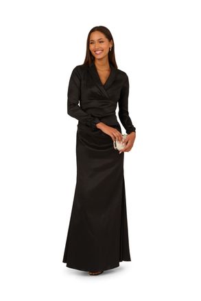 Adrianna Papell Womens Stretch Taffeta Tuxedo Dress - Black - Size 22 UK