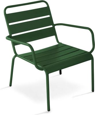 Oviala Sillón de jardín bajo de acero verde bosque relajante