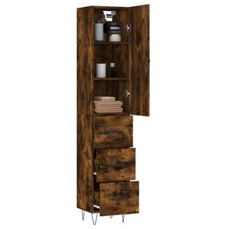 Berkfield Home Highboard Smoked Oak 34.5x34x180 cm Engineered Wood in Brown