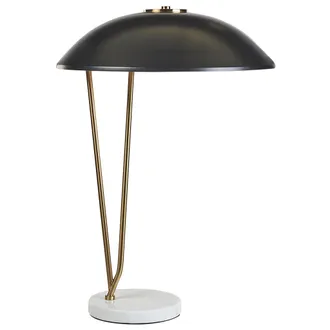 Beliani L&aacute;mpara De Mesa De Metal Negro Dorado Blanco 58 Cm Base M&aacute;rmol Pantalla Danto
