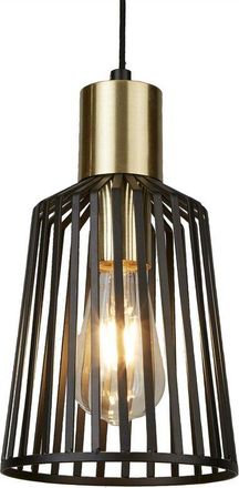 Searchlight Searchlight Bird Cage - 1 Light Cage Ceiling Pendant Antique Brass, Matt Black, E27