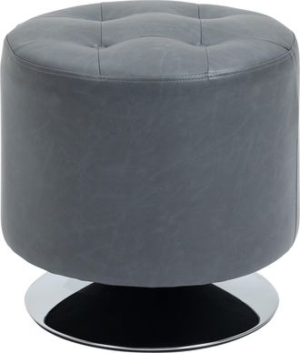 HOMCOM 360&deg; Swivel Foot Stool PU Ottoman w/ Thick Padding & Steel Base - Grey | TJ Hughes
