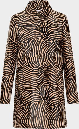 Veronica Beard Shelley Zebra Calf Hair Dickey Coat
