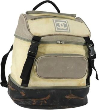 Chanel Pre-owned Backpacks, female, Beige, Size: ONE SIZE Pre-owned Vintage Nylon Backpack