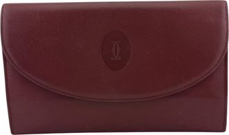 Cartier Must Red Color Leather Long Wallet (Bi-Fold) (Pre-Owned)