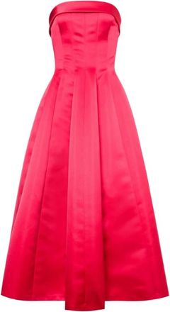 Philosophy di Lorenzo Serafini Fuchsia Bustier Jurk 50s Stijl Midi - Dames - Feestkleedjes - Rood - S - Kleedjes