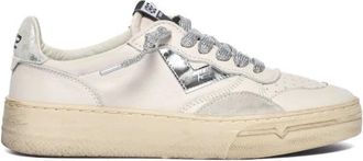 4B12 Witte leren sneakers voor vrouwen - Dames - Sneakers - Wit - 38 EU - Leer - Schoenen