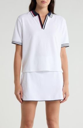 G/Fore Circle G Johnny Collar Cotton Blend Terry Polo in Snow at Nordstrom, Size X-Small