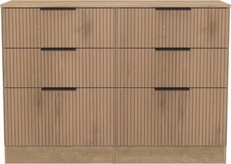 Welcome Furniture Alaska Ready Assembled 6 Drawer Wide Chest in Slat Effect & Nebraska Oak - Welcome Furniture | TJ Hughes
