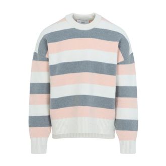 Ami Grey Alpaca Striped Crewneck Jumper