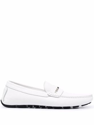 Philipp Plein logo-plaque leather loafers - White