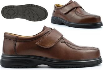 Generic Mens Wide Shoes Mens Easy Fasten Shoes Size 6 Boys Shoe Size 11 Real Leather Shoe Real Leather Upper Extra Large Sizes Touch Fastening Wide Fit Comfor