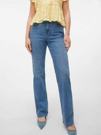 Vero Moda Gerade Jeans VERO MODA VMTESSA HR STRAIGHT JEANS LI3114 GA NOOS, Damen, Gr. 27, L&auml;nge 32, blau (medium blau denim), Denim/Jeans, Obermaterial: 99% Bau